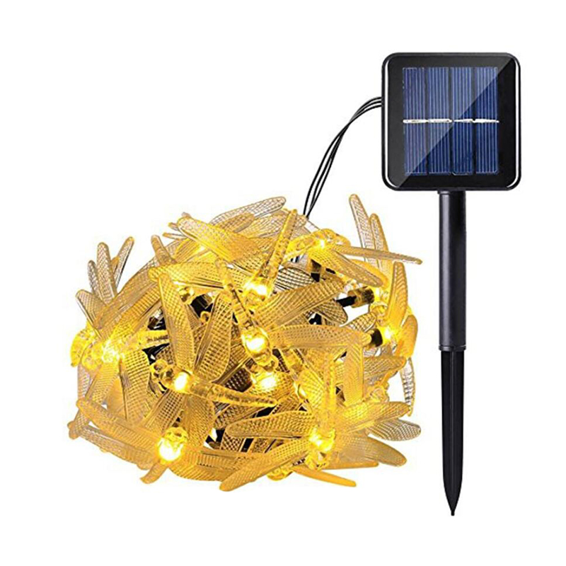 7m 50 LEDs Solar Outdoor Multicolor Dragonfly Shape Garden Patio Decor Dragonfly Solar Lights Decorative Light for Christmas