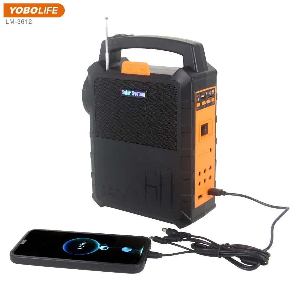 portable Solar Lighting Music System with MP3 Player FM Radio and Mobile Phone Charging