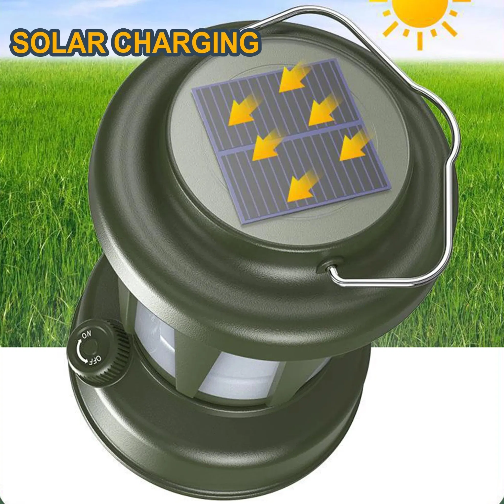 Camping Lantern Solar Powered Warm Light Handheld Tent Lamp USB Rechargeable Emergency Light