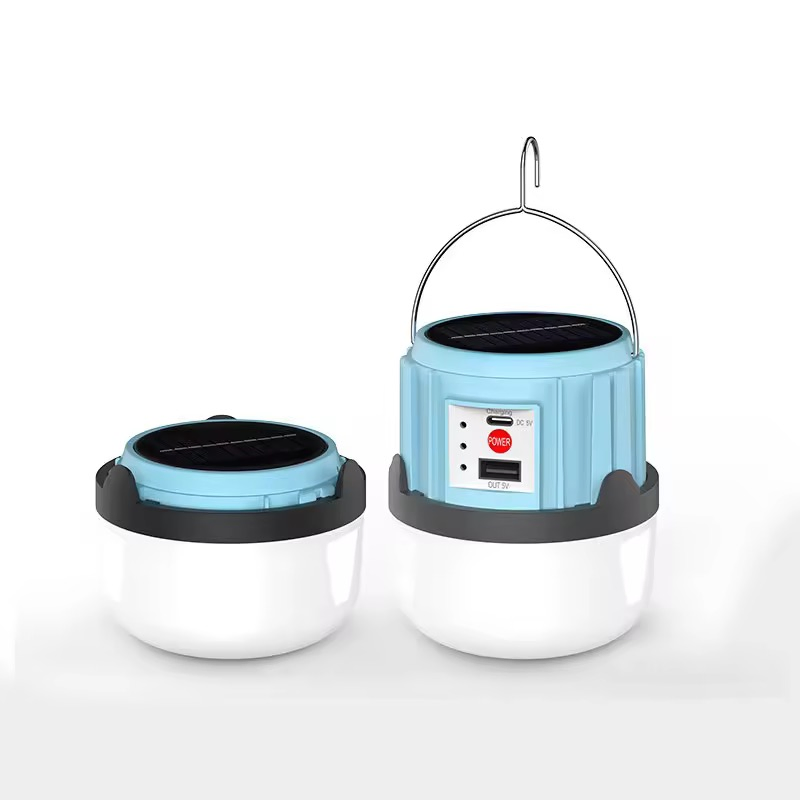 Integrate Solar Panel Design Light Auto Rechargeable Camping Tent Double Colors Emergency Waterproof Fordable Light