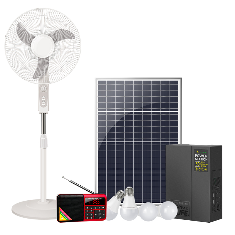Verasol Lighting Global Certificate Portable 30W 50W 80W 100W 180W Solar Home System with DC Fan, Solar TV and FM Radio for Home Use