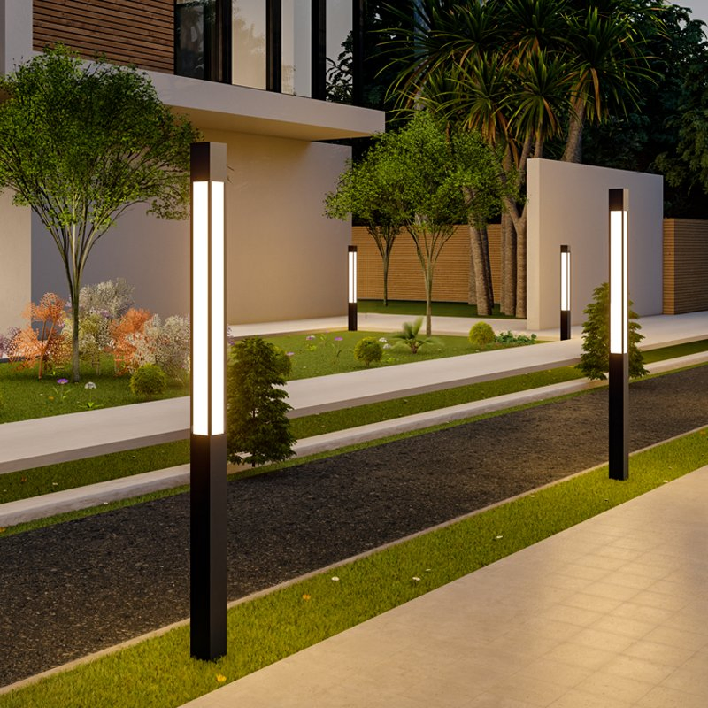 Outdoor Solar LED Garden Bollard Light for Lawn Pathway Driveway Courtyard Decoration