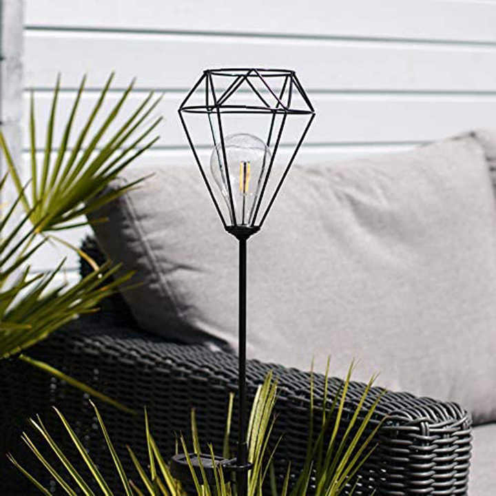 Iron Hanging Lantern Lamp Metal Handle Outdoor Waterproof Solar Garden Decorative Light with Copper Wire LED Bulb