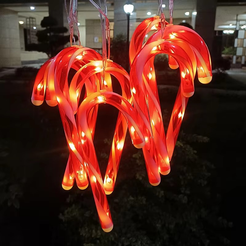 Outdoor Waterproof Solar LED Candy Cane String Lights for Christmas