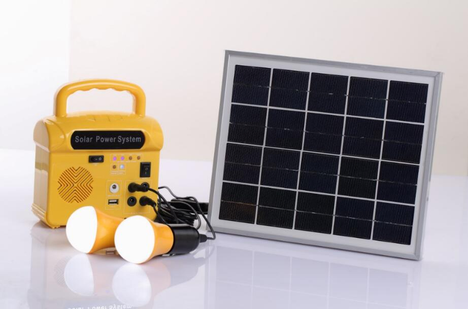 10W Speaker Radio Music Solar Energy Home LED Lighting Portable UPS DC Power Suppy System