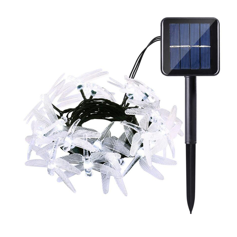 7m 50 LEDs Solar Outdoor Multicolor Dragonfly Shape Garden Patio Decor Dragonfly Solar Lights Decorative Light for Christmas