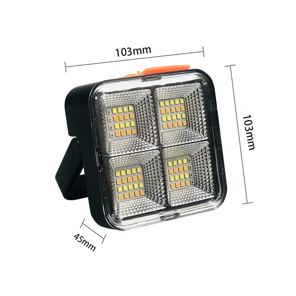 Hot Sale Black Portable Solar LED Floodlight Emergency Lighting Camping Night Market Floor Stall Portable Outdoor Floodlight