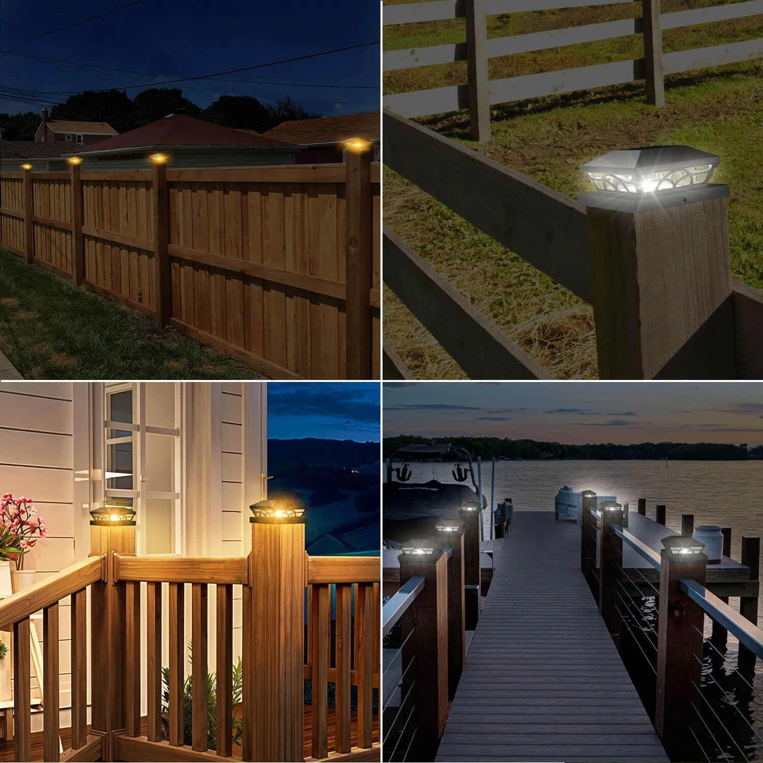 Solar Waterproof Adjustable Warm/Cool White Post Cap Lights