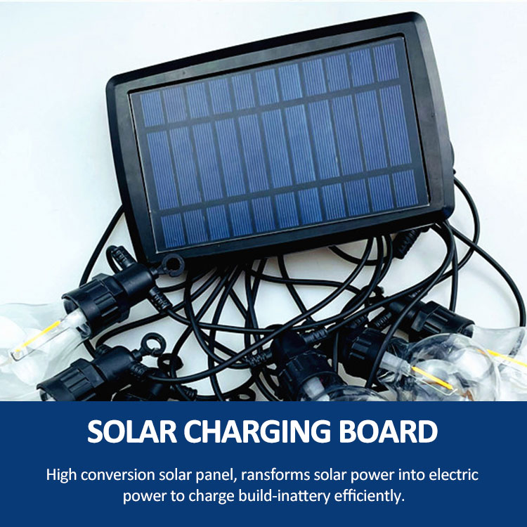 Solar Colorful Bulb String Lights Christmas Yard Decoration LED Crystal Bulb String Light Glass Ornament Cluster Light Bulb Christmas