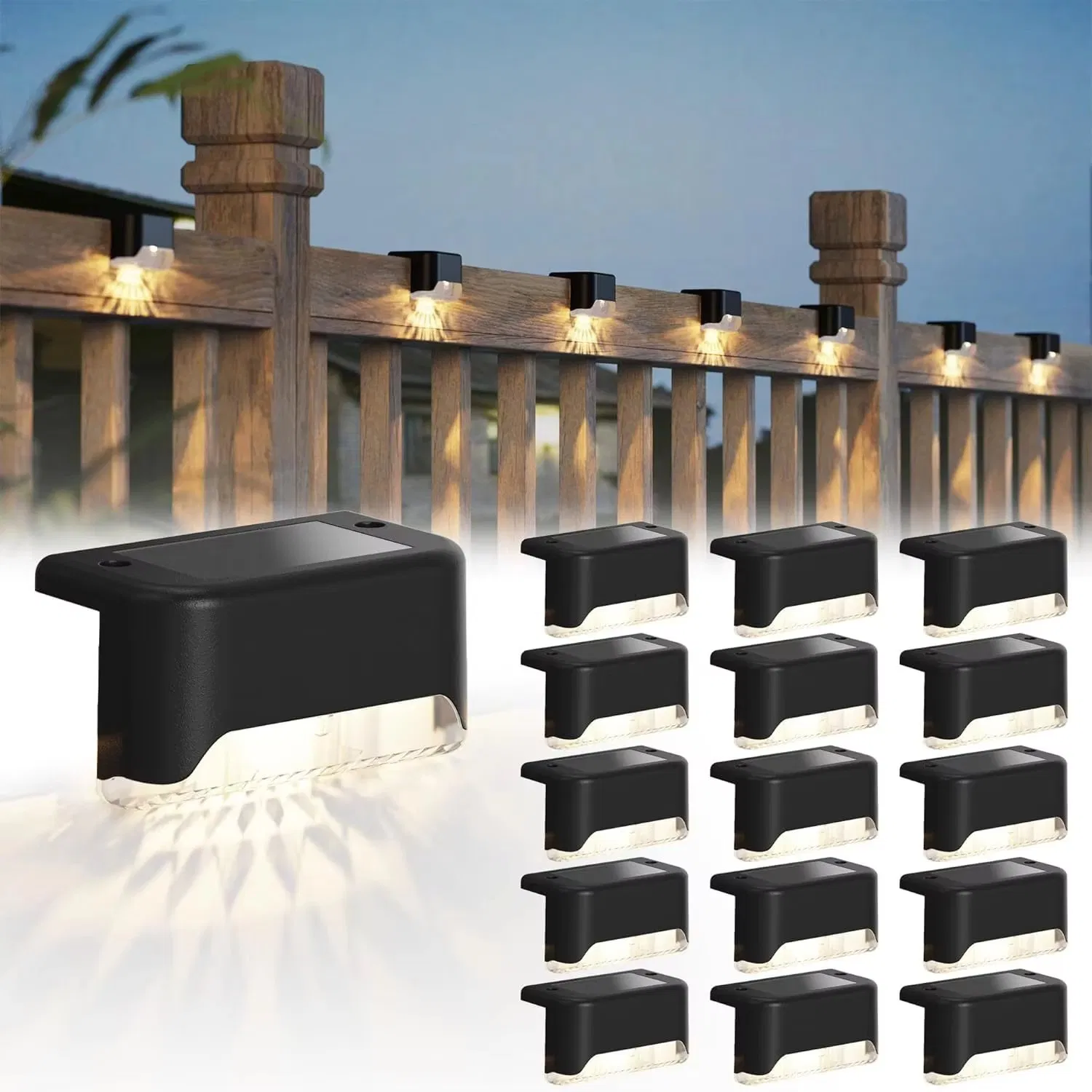 LED Fence Light Solar Outdoor Decorative Garden Deck Light Waterproof Step Light