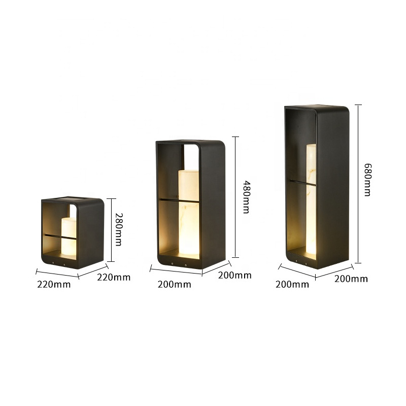 Outdoor Bollard Light LED Post Lantern Solar Exterior Lamp Landscape Path Light Garden Floor Lighting