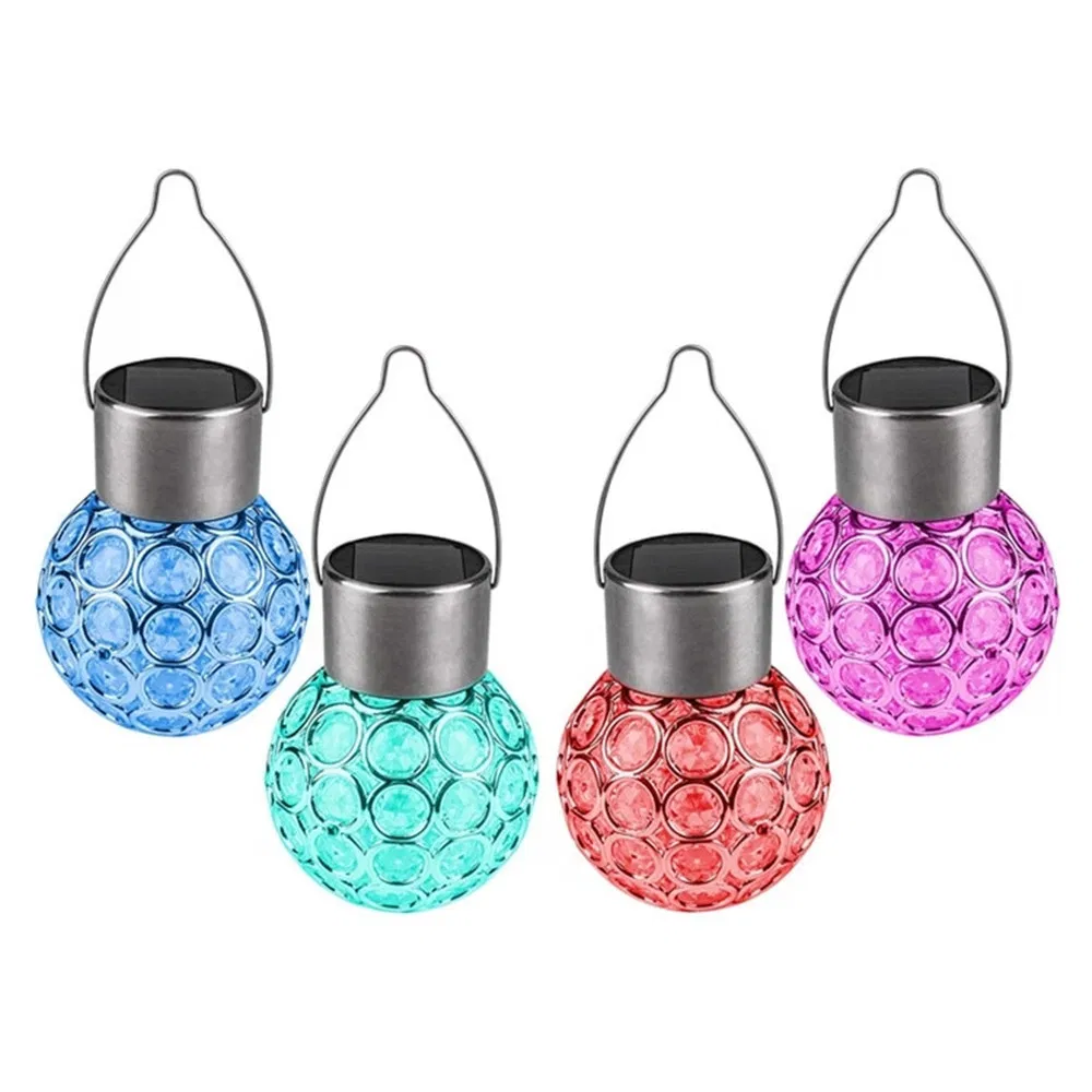 Garden LED Solar Hanging Lights Outdoor (3 pack) , Outdoor Hanging Decorative Globe Light Auto Color Changing LED Ball Lantern Landscape Lighting