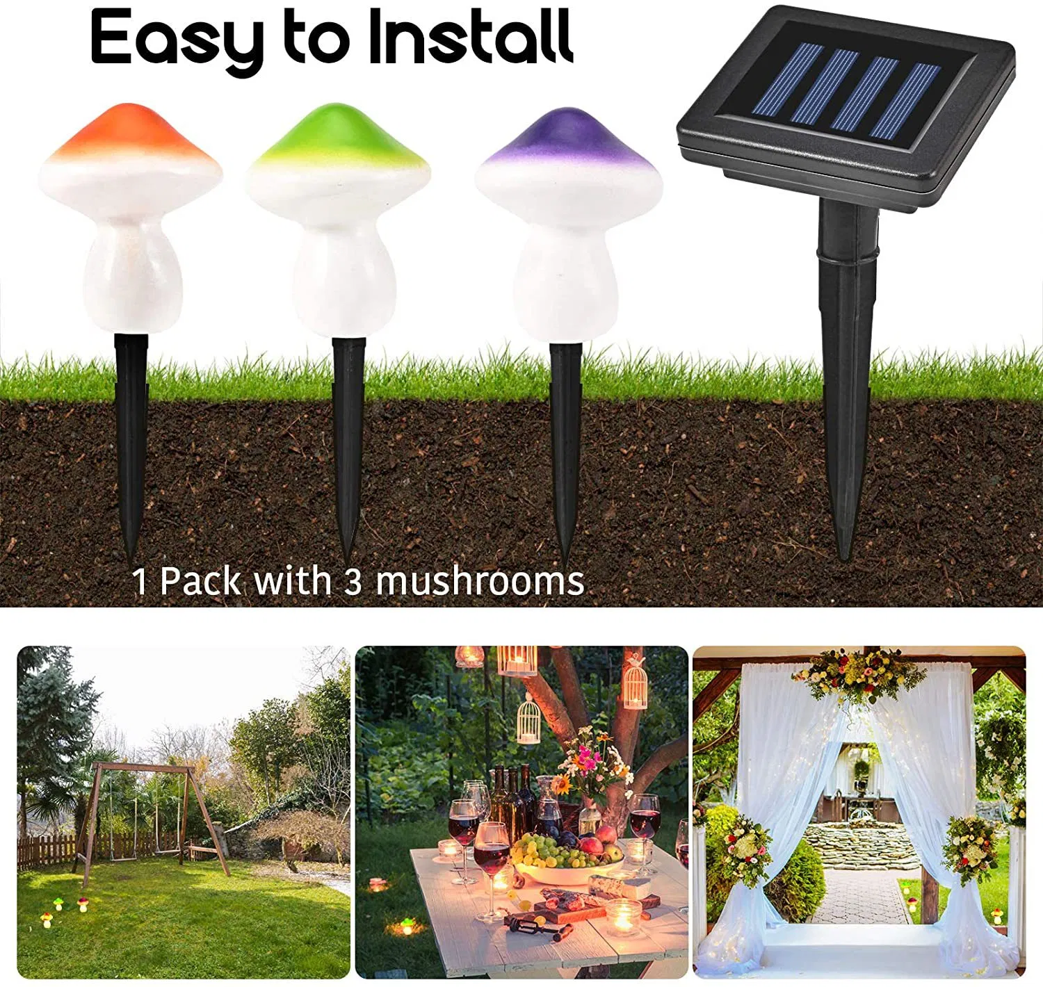 LED Outdoor Waterproof Solar Mushroom Decorative Garden Lawn Light