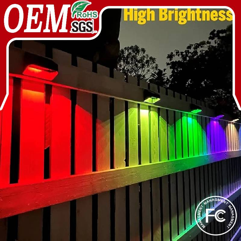 Solar Fence Light Outdoor RGB 8 Colors Deck Light IP65 Step Light