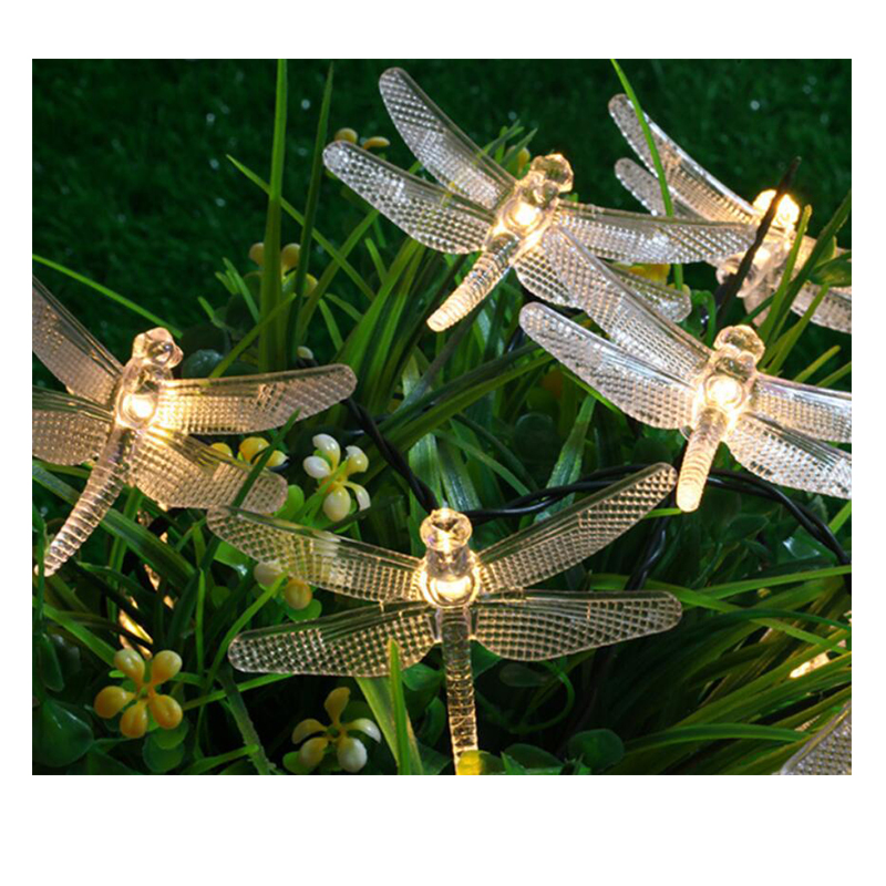 7m 50 LEDs Solar Outdoor Multicolor Dragonfly Shape Garden Patio Decor Dragonfly Solar Lights Decorative Light for Christmas
