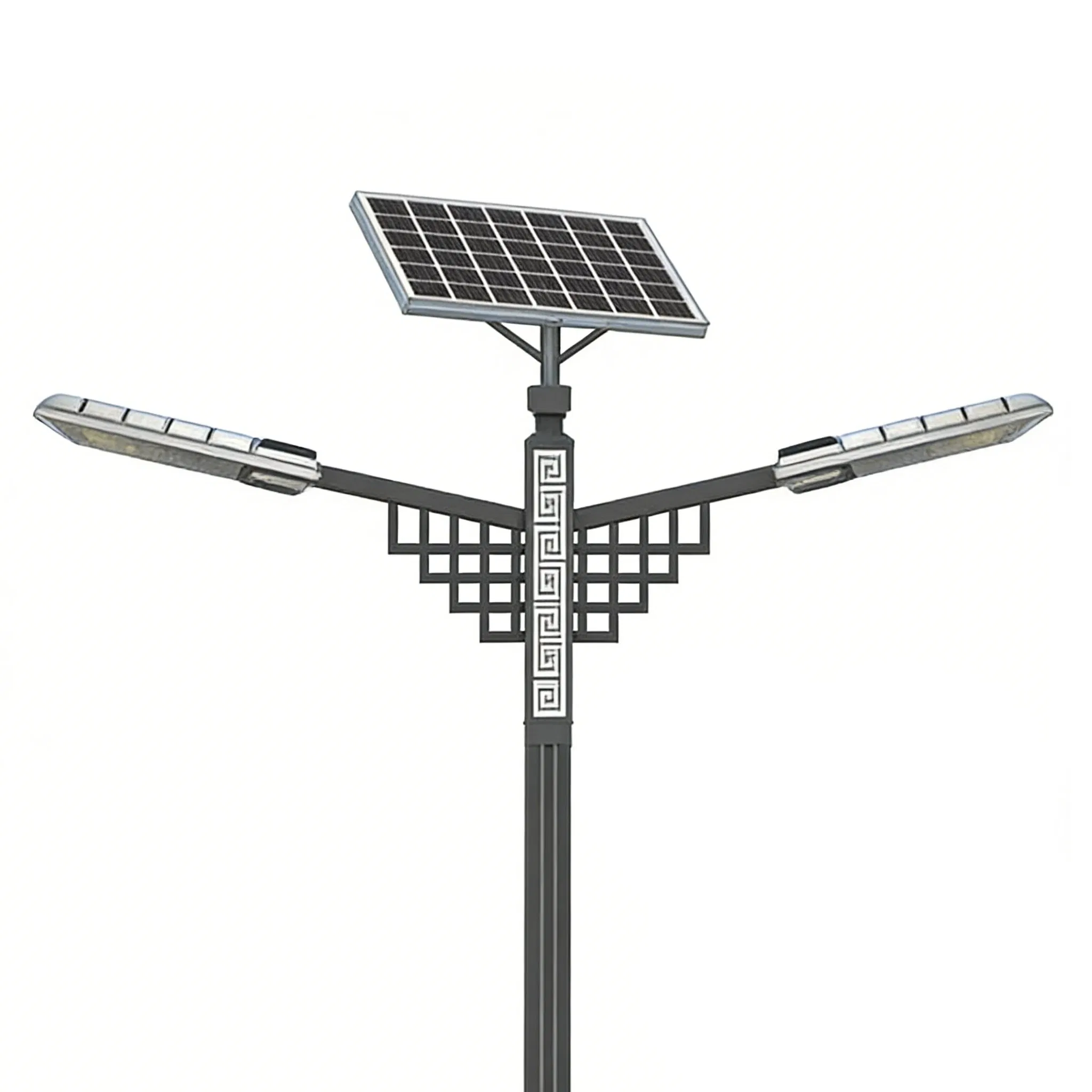 Cultural Motif Solar Street Light with Dual LED Heads for Urban Areas