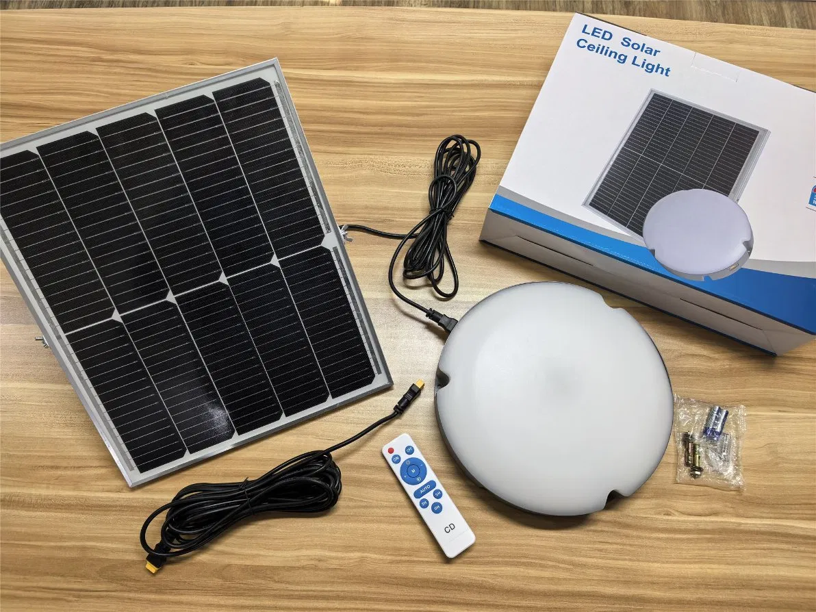 Adjustable 3000K 4000K 6000K All-in-One Aluminum Indoor Solar Flood Light LED Ceiling Light Fixture with Remote Control for Sale