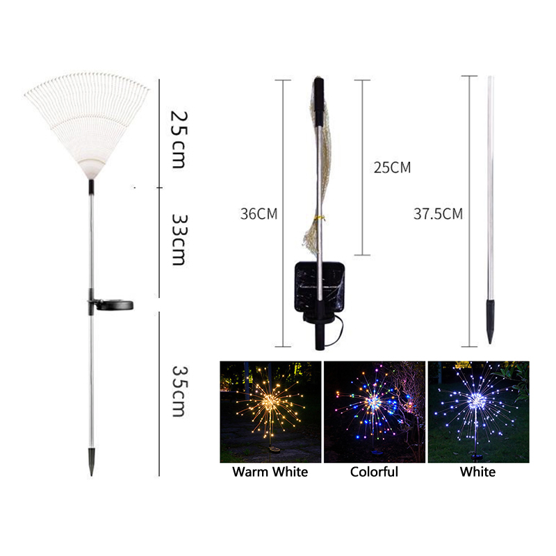 2024 Solar Christmas Decorative Color Changing LED Firework Lamp Colour Light Solar Fairy Firework Light