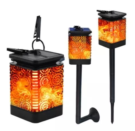 Garden Lantern Decorative Metal Lantern LED Lamps Candle Solar Decorative Flame Light
