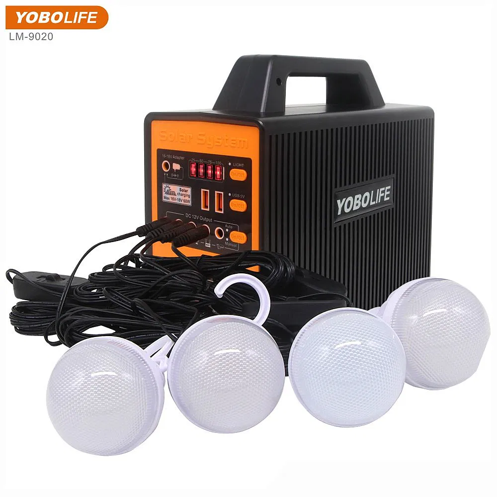 Yobolife High Performance Portable Home Energy Solar Power Lighting Systems with DC LED Bulbs