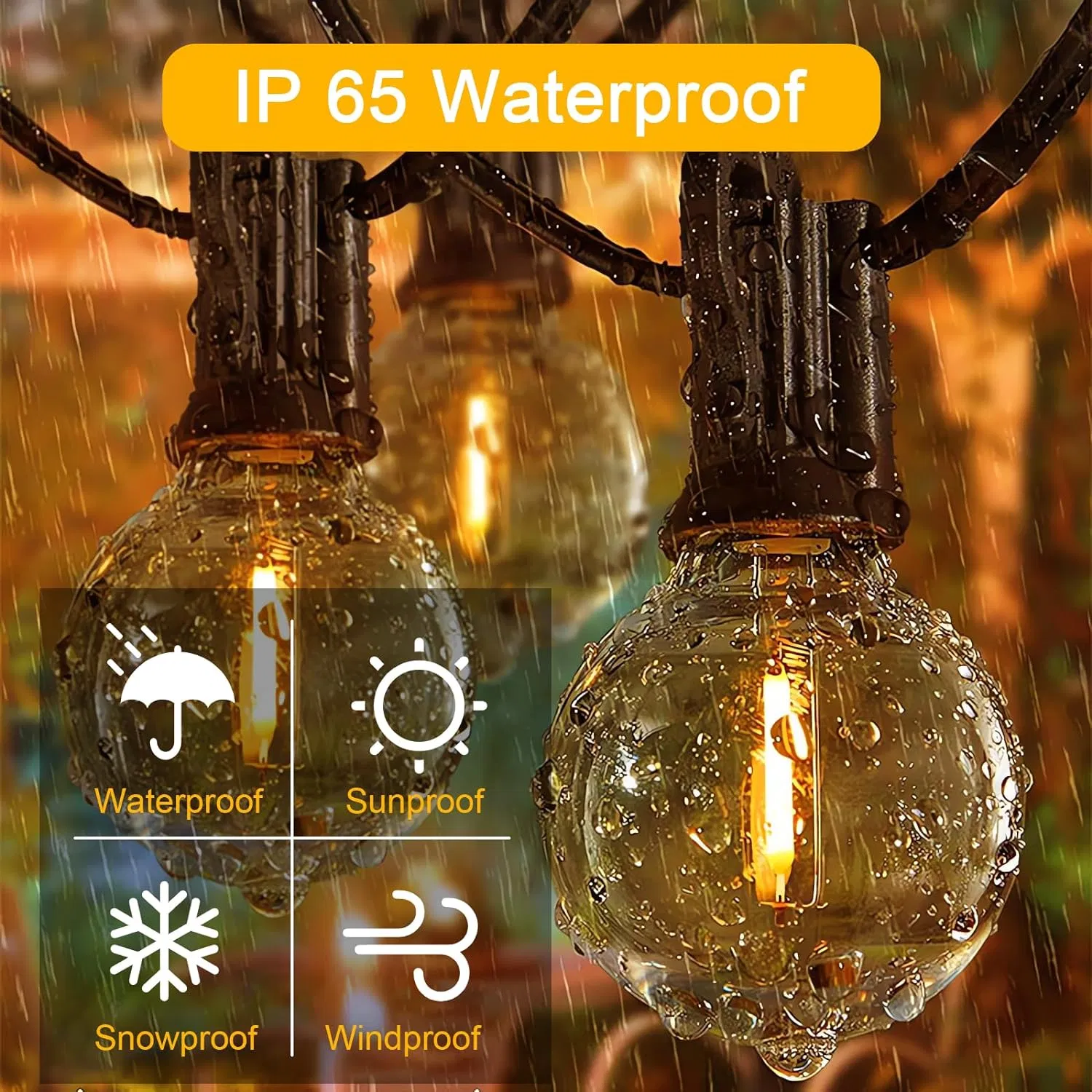 Halolite G40 Spherical Light String Warm White Outdoor Solar Light String