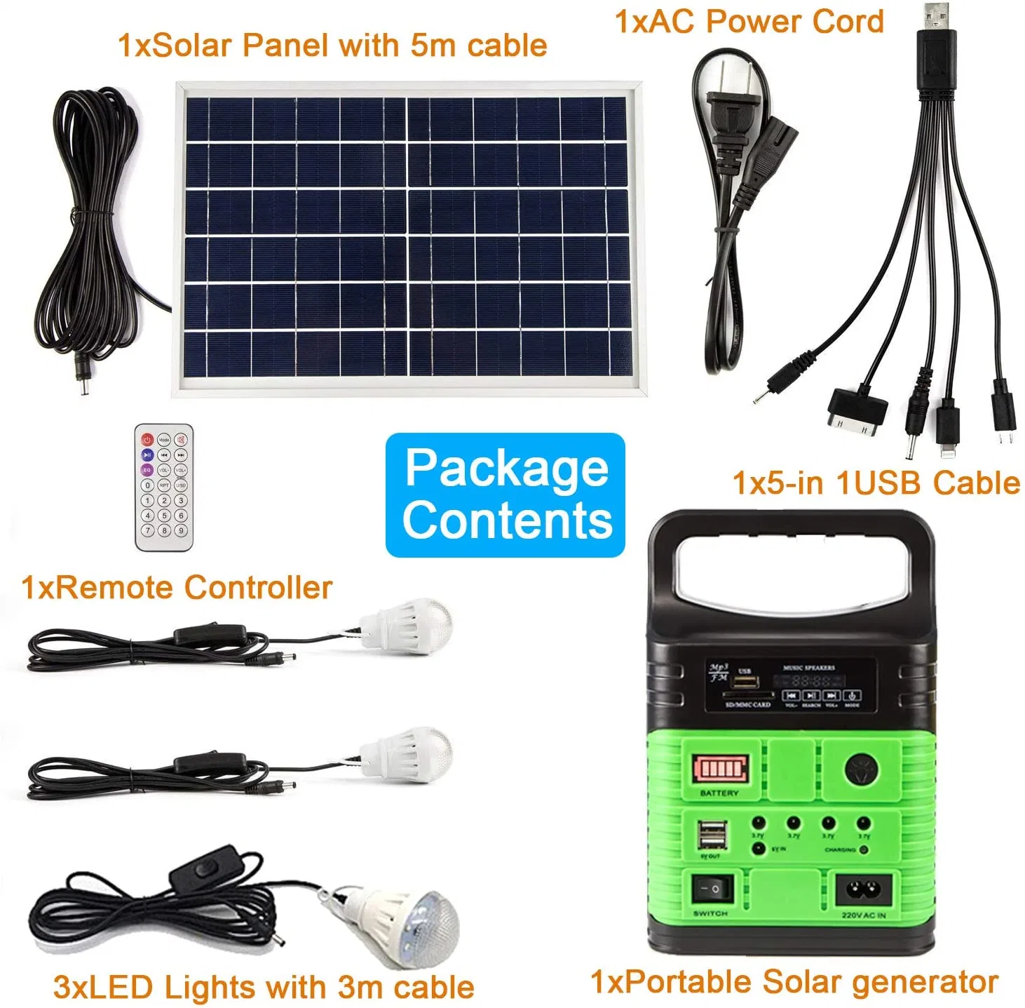Solar Portable Home System and Solar Camping Outdoor LED Lighting Four Color Solar Power Home Lighting System Solar Radio Speaker Solar Kit