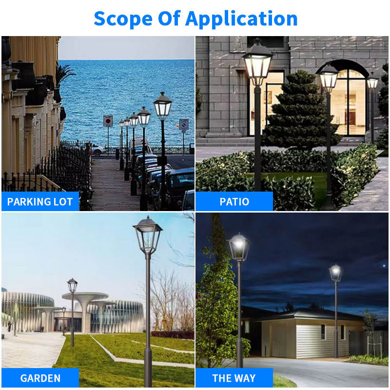 Aluminum LED Series Post Top Lighting with Deck Cap 5W 10W CCT Adjustable LED Solar Pathway Garden Light