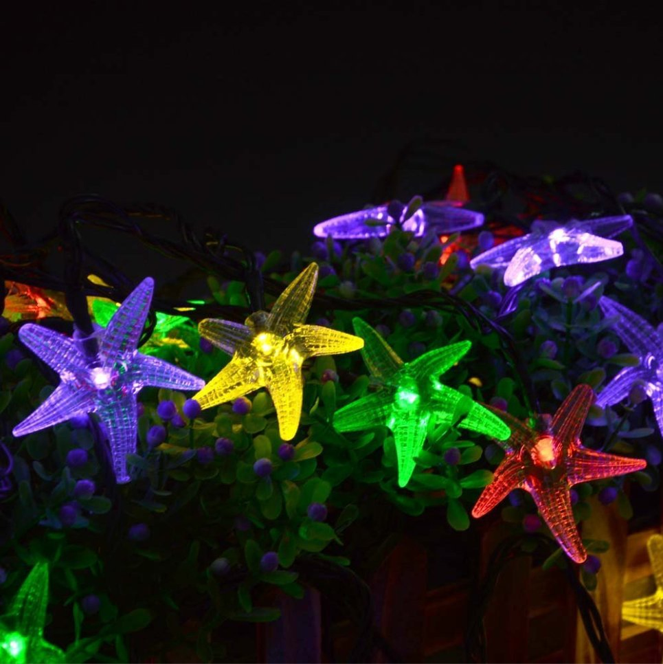 Starfish Solar LED String Lights IP65 Rating Halloween Christmas Fairy Lawn Landscape Yard Decorative Lighting