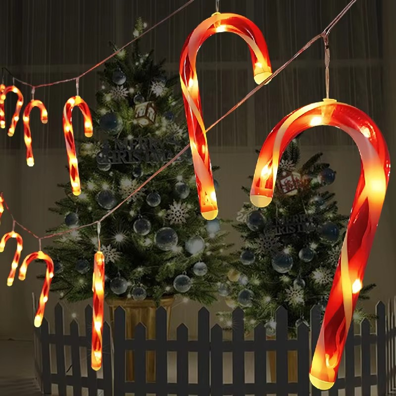 Outdoor Waterproof Solar LED Candy Cane String Lights for Christmas