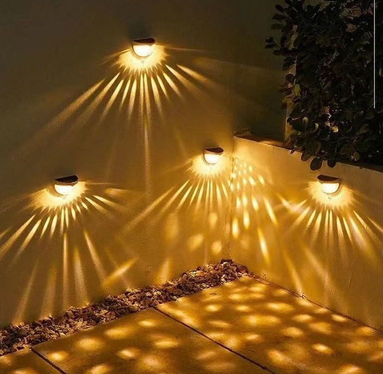 6 LED Solar Fence Light ABS 3 Models Garden Plug Wall Light