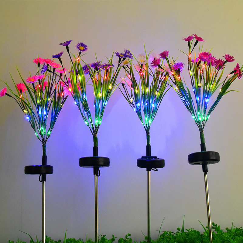 Solar Powered Deck LED Chrysanthemum Flower Decorative Light Outdoor Artificial Flower
