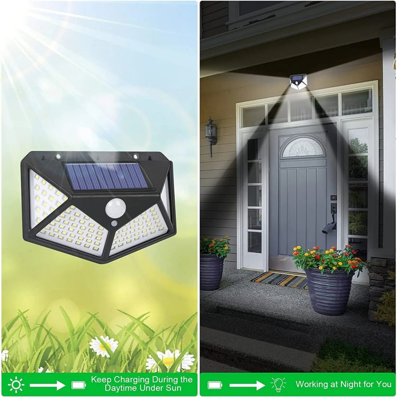 Solar Wall Lights Motion Sensor Solar Security Lamp Waterproof Sun Powered Wall Lamps for Garden Fence Yard