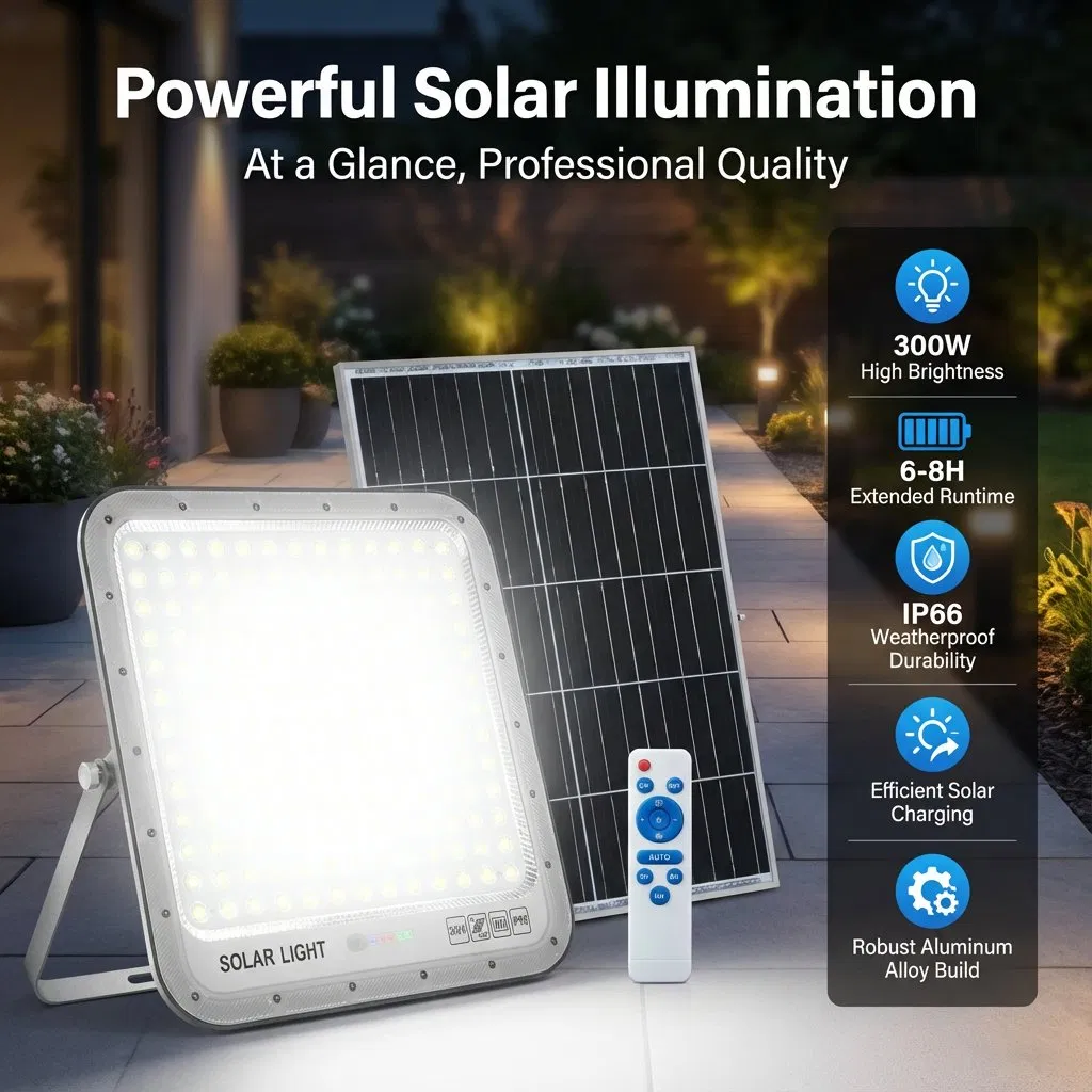 Waterproof Outdoor LED Solar Flood Light for Garden with Remote Control