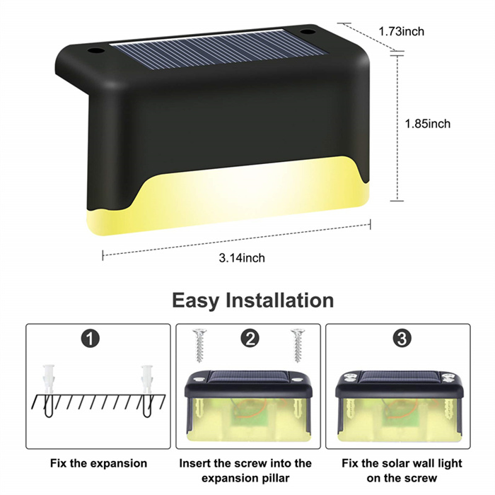 Outdoor Solar Step Lights Garden Fence Railing Stairs Waterproof LED Solar Fence Light