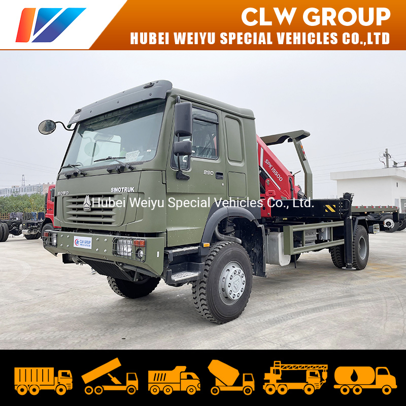 HOWO 4X4 off-Load Heavy Duty Truck with Crane 8t 8tonns Cargo Truck Mounted Folding Arm Crane for Construction Using Machine