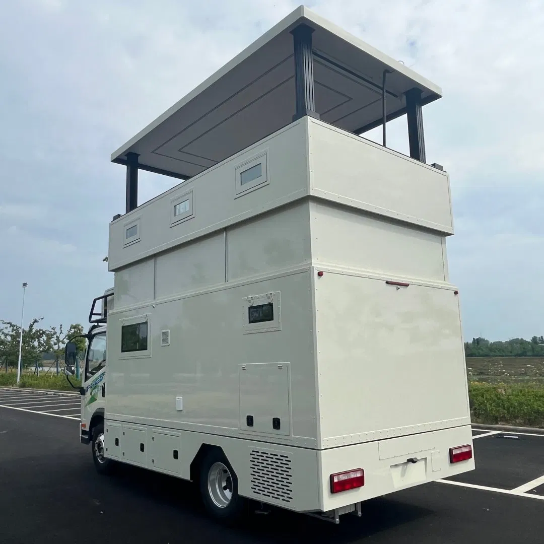 Clw Chengli FAW Jiefang Sinotruck HOWO Russian Doll Matryoshka-Style Pop-Top Self-Propelled RV Side Rear Expansion Elevating Recreational Vehicle Motorcoach