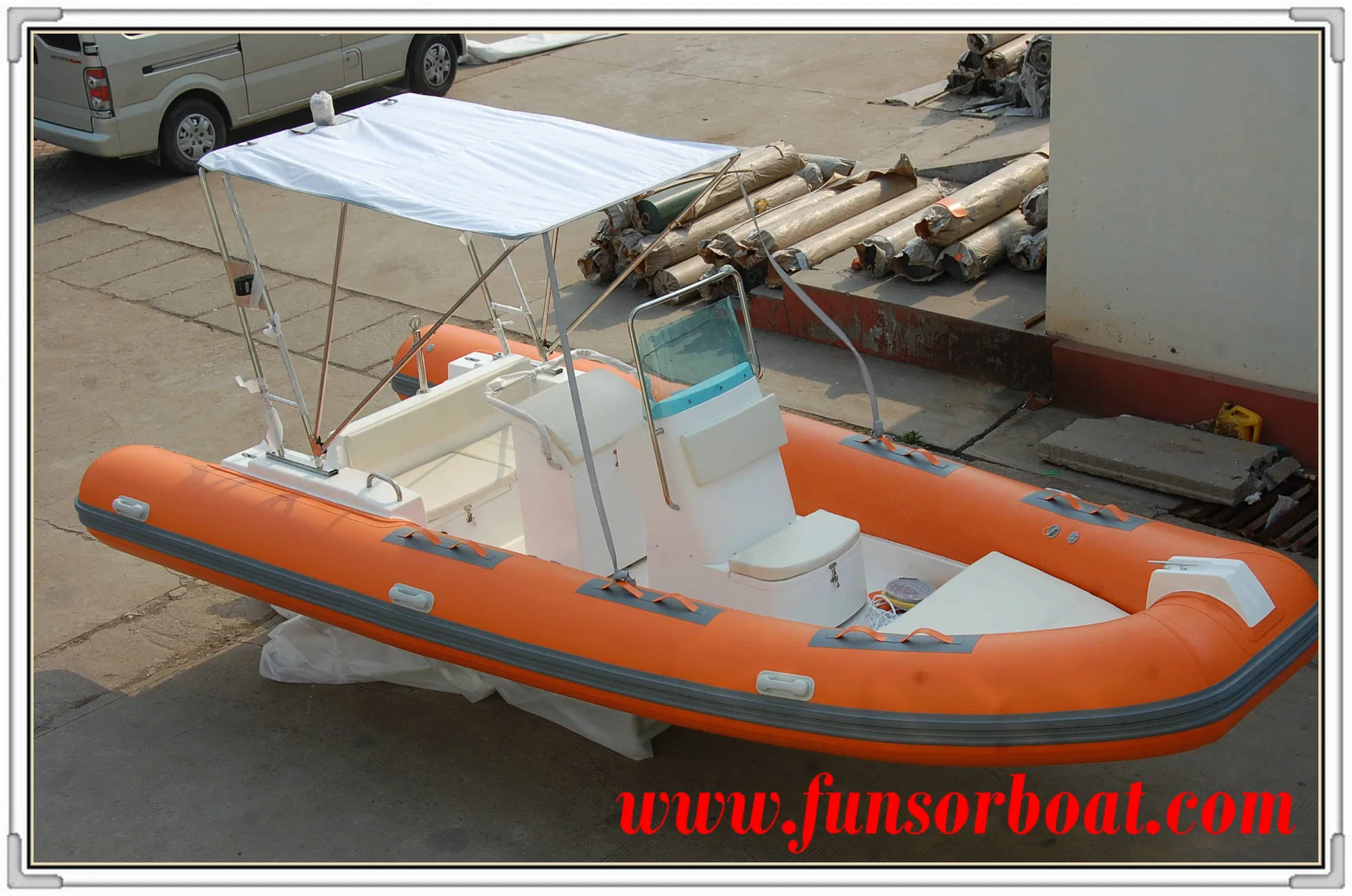Funsor FRP Inflatable Yacht with Outboard Engine