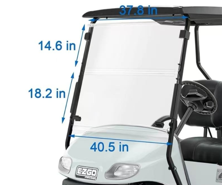 Hinged Folding Acrylic Windshield for Ezgo TXT Golf Carts