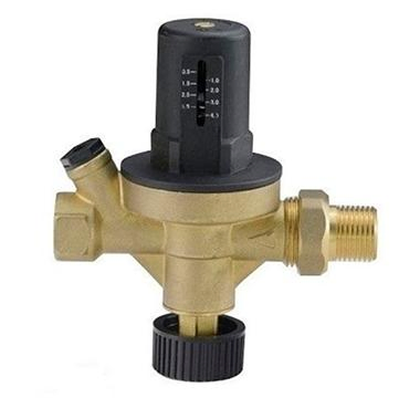 Pressure Regulator Reducer 3/4" Nh Brass Lead-Free Adjustable RV Reducing Pressure Valve with 160 Psi Gauge for RV Camper Travel Trailer