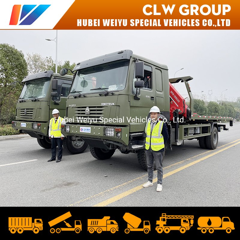 HOWO 4X4 off-Load Heavy Duty Truck with Crane 8t 8tonns Cargo Truck Mounted Folding Arm Crane for Construction Using Machine