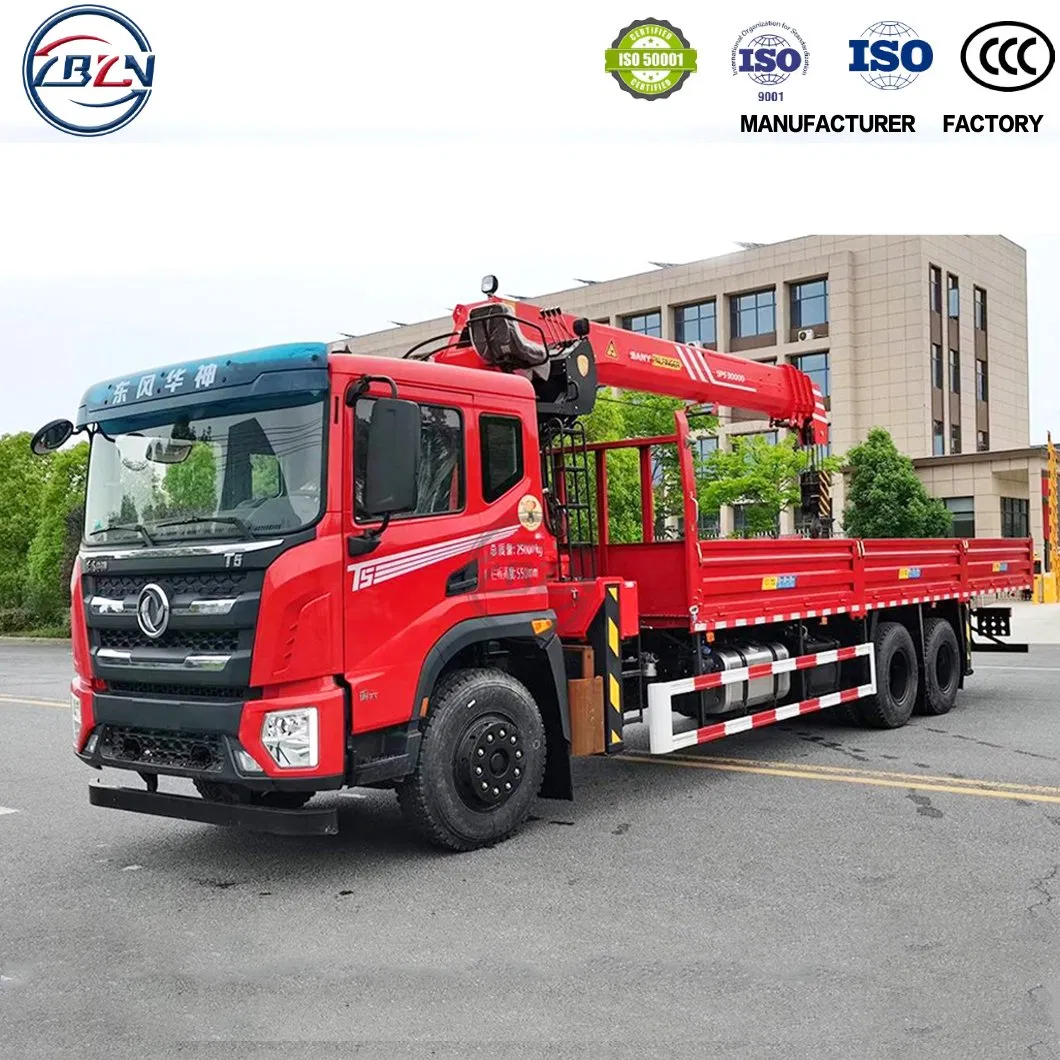 Dongfeng 6X4 12 Ton Heavy-Duty Cargo Truck with Crane Hydraulic Stiff Knuckle Boom Crane for Sale
