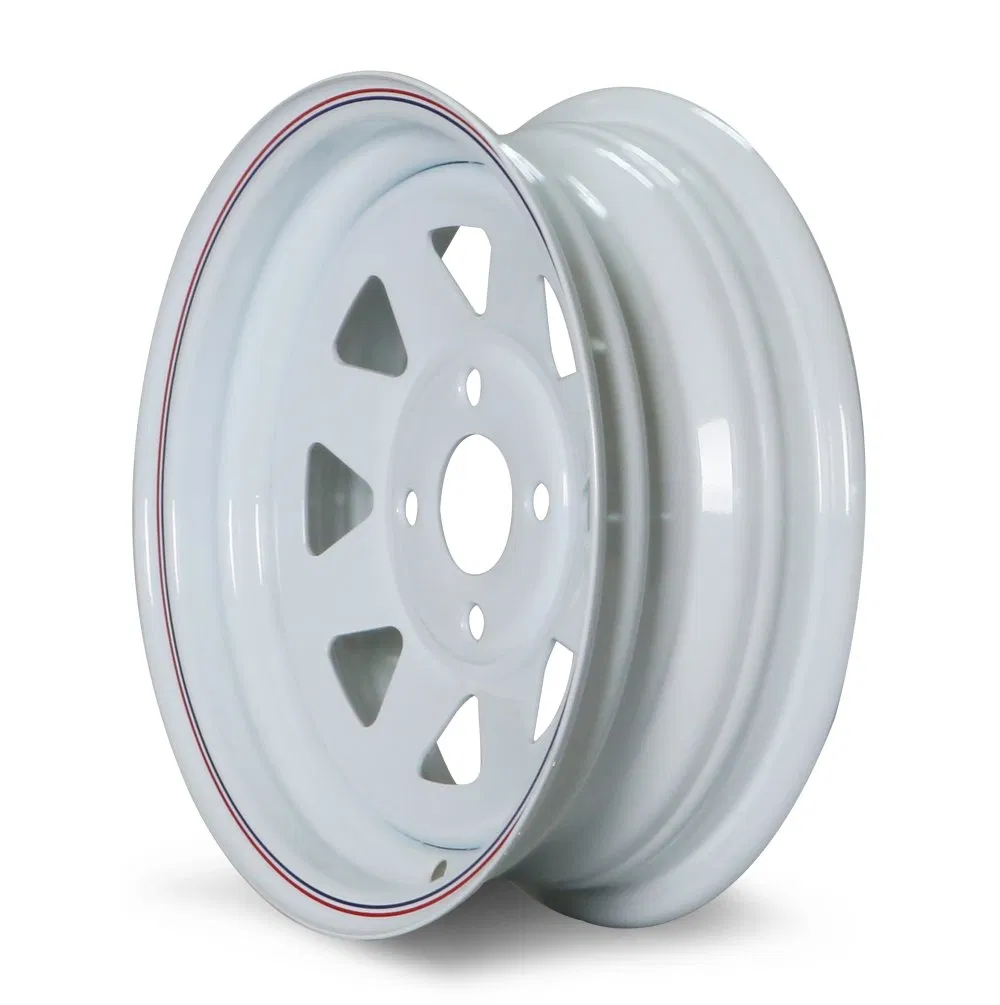 8spoke 1480lbs 4-4.0 PCD White Painted Galvanized 13 15 16 Inch Trailer Alloy Steel Wheel Rim for Marine Boat Utility Camper Catering Cattle RV
