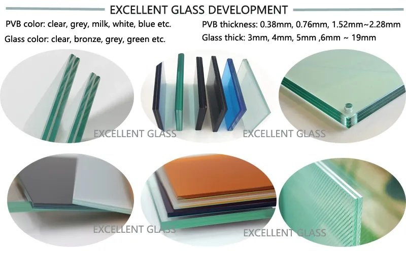 Clear/Black/Ultra/Translucent/Frosted/Tempered/Toughened/Mirror/Acoustic/Colored/Tinted/PVB/Sgp/Patterned/Bulletproof/Decorative Laminated Glass