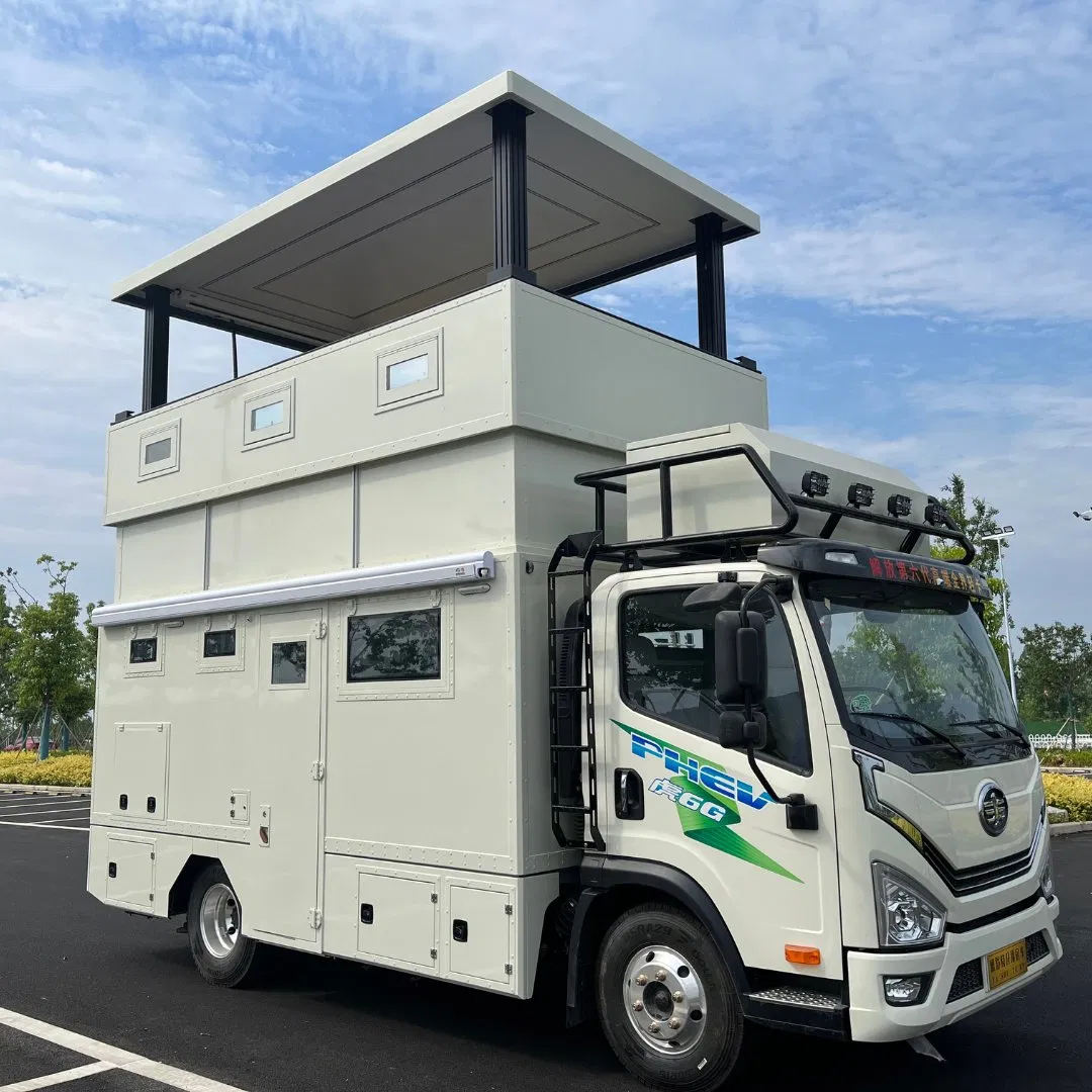 Clw Chengli FAW Jiefang Sinotruck HOWO Russian Doll Matryoshka-Style Pop-Top Self-Propelled RV Side Rear Expansion Elevating Recreational Vehicle Motorcoach