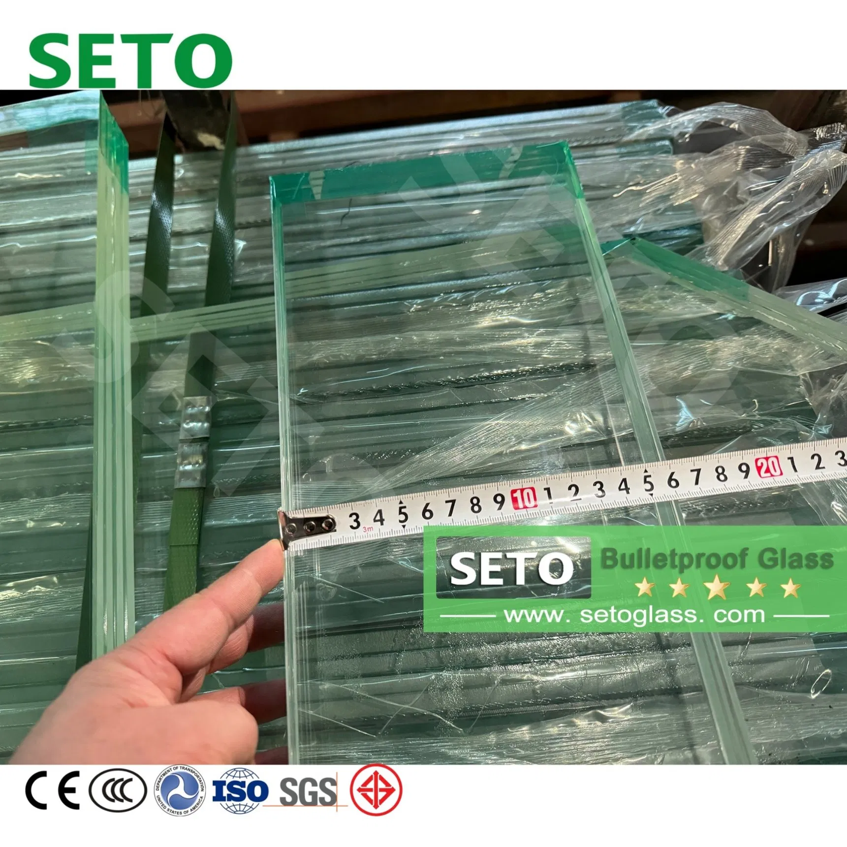 19mm--89mm Multi Layer Clear Laminated Bulletproof Glass for Armored Vehicle/Bank/Cars