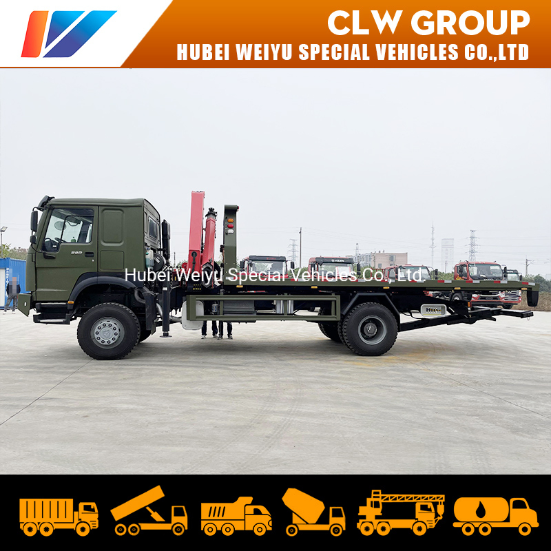 HOWO 4X4 off-Load Heavy Duty Truck with Crane 8t 8tonns Cargo Truck Mounted Folding Arm Crane for Construction Using Machine