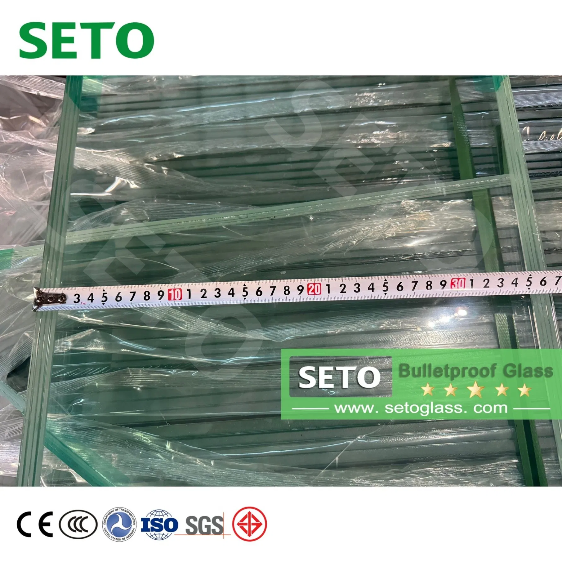 19mm--89mm Multi Layer Clear Laminated Bulletproof Glass for Armored Vehicle/Bank/Cars