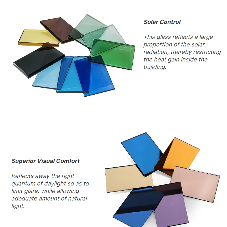 Bronze Euro Grey Dark Blue Green Ford Blue Black Colored Cloured Reflective Coated Solar Control Glass for Windows and Doors