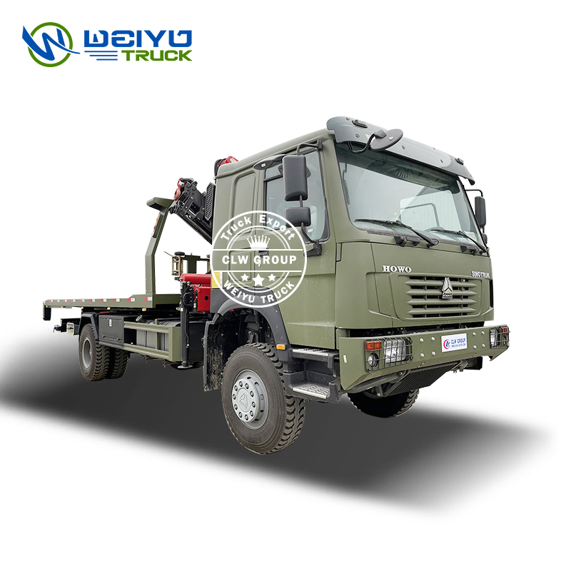 HOWO 4X4 off-Load Heavy Duty Truck with Crane 8t 8tonns Cargo Truck Mounted Folding Arm Crane for Construction Using Machine