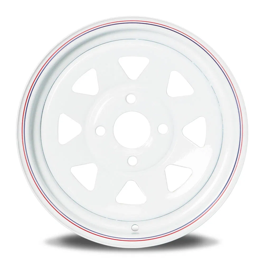 8spoke 1480lbs 4-4.0 PCD White Painted Galvanized 13 15 16 Inch Trailer Alloy Steel Wheel Rim for Marine Boat Utility Camper Catering Cattle RV